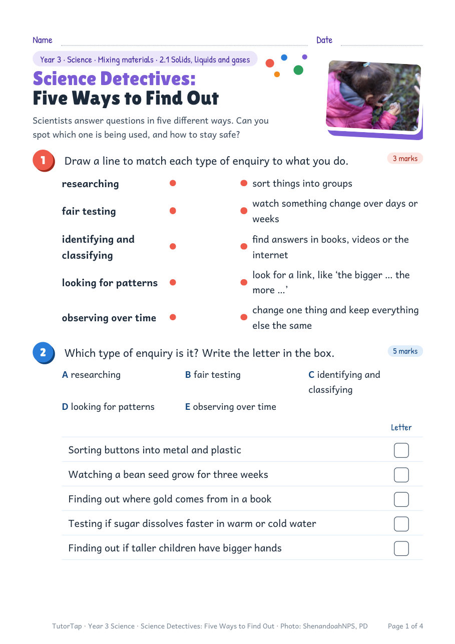 First page of Science Detectives: Five Ways to Find Out