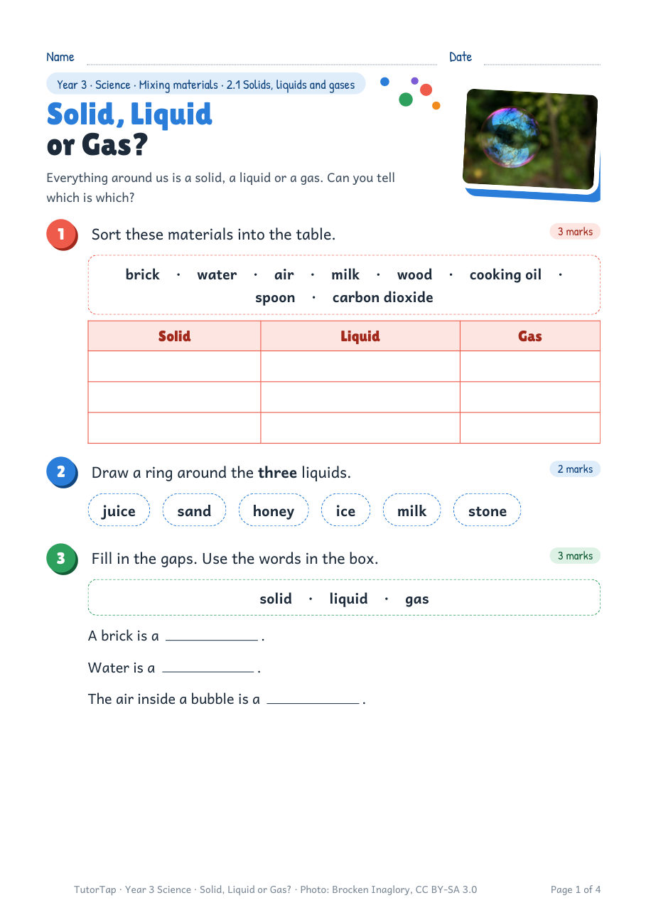 First page of Solid, Liquid or Gas?