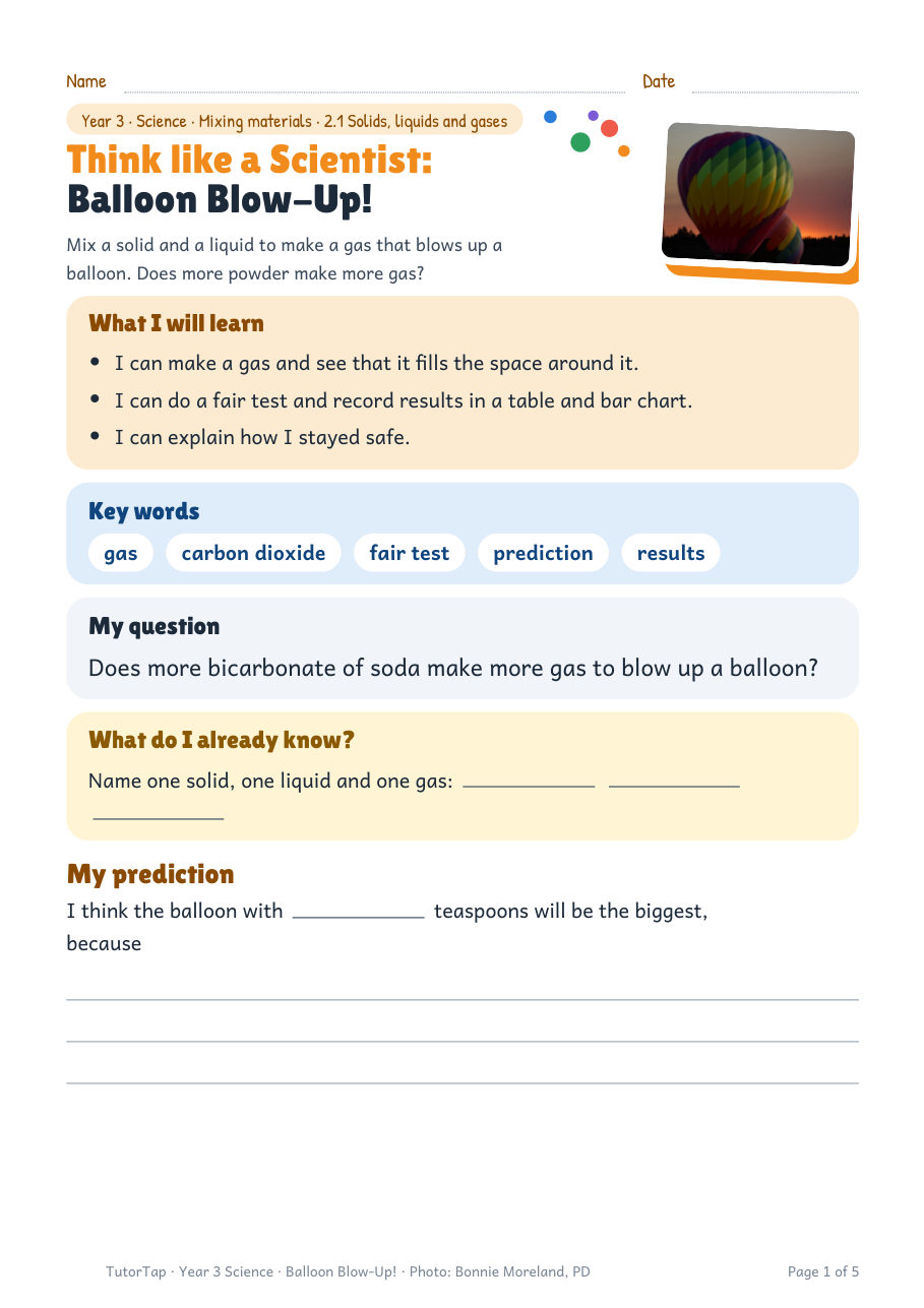 First page of Think like a Scientist: Balloon Blow-Up!